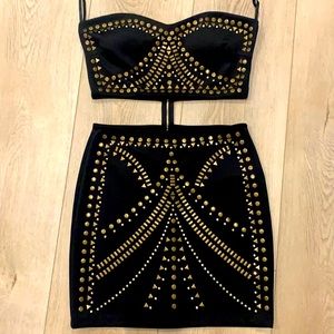 Studded mini strapless dress